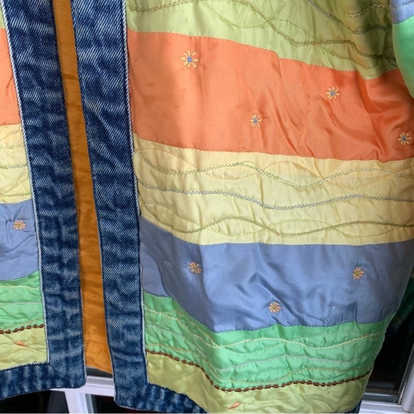 Vintage Denim 100% Silk Lightweight Women’s Jacket Multicolored Size Small - Picture 4 of 5